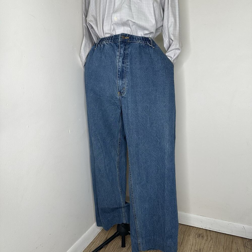 Haband Mens 42x27 Jeans Blue Straight Medium Wash Denim Work Pants Trousers